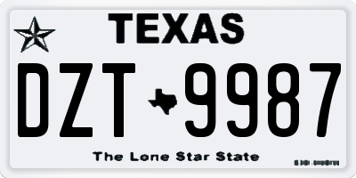 TX license plate DZT9987