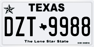 TX license plate DZT9988