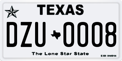 TX license plate DZU0008