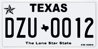 TX license plate DZU0012