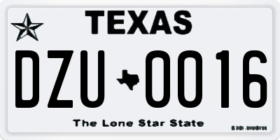 TX license plate DZU0016