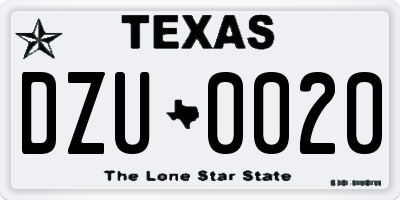 TX license plate DZU0020