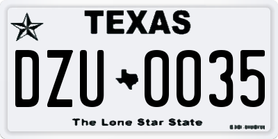 TX license plate DZU0035