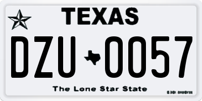 TX license plate DZU0057