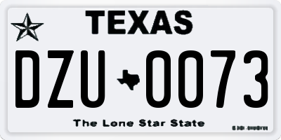 TX license plate DZU0073