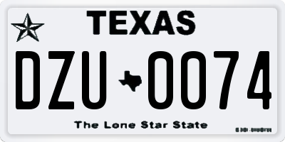 TX license plate DZU0074