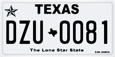 TX license plate DZU0081