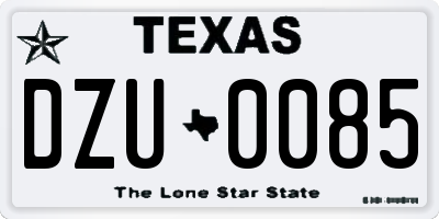 TX license plate DZU0085