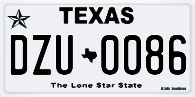 TX license plate DZU0086
