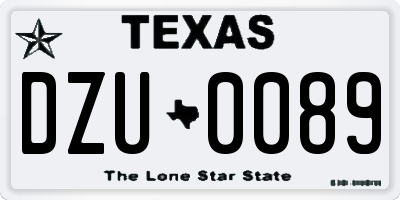 TX license plate DZU0089
