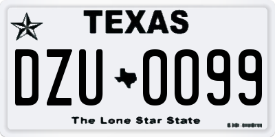 TX license plate DZU0099