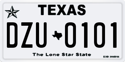 TX license plate DZU0101