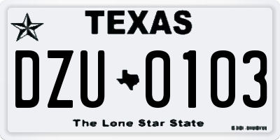 TX license plate DZU0103