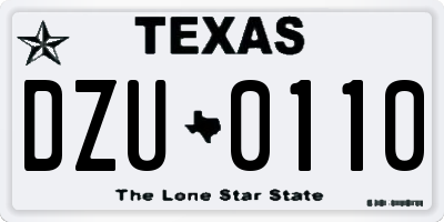TX license plate DZU0110