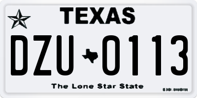 TX license plate DZU0113