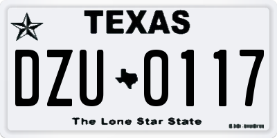 TX license plate DZU0117