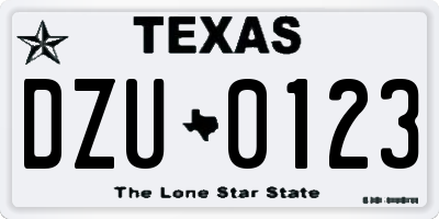 TX license plate DZU0123