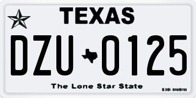 TX license plate DZU0125