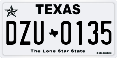 TX license plate DZU0135