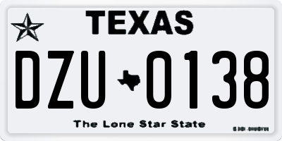 TX license plate DZU0138