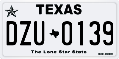 TX license plate DZU0139