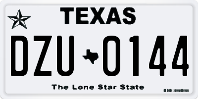 TX license plate DZU0144