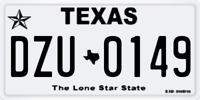 TX license plate DZU0149