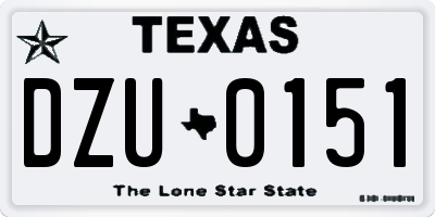 TX license plate DZU0151