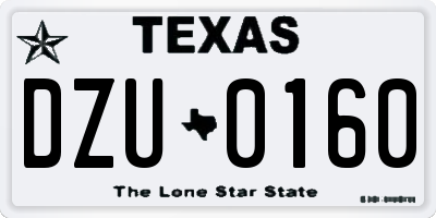 TX license plate DZU0160