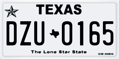 TX license plate DZU0165