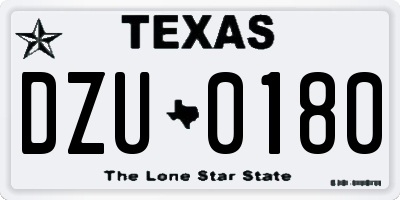 TX license plate DZU0180
