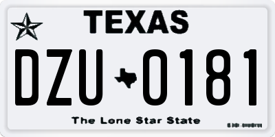 TX license plate DZU0181