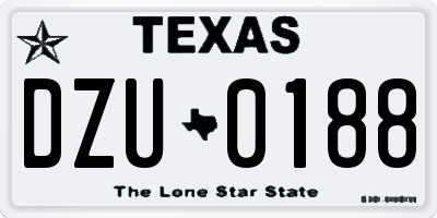 TX license plate DZU0188