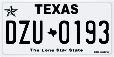 TX license plate DZU0193
