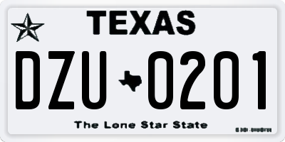 TX license plate DZU0201