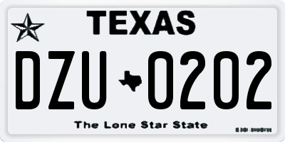 TX license plate DZU0202