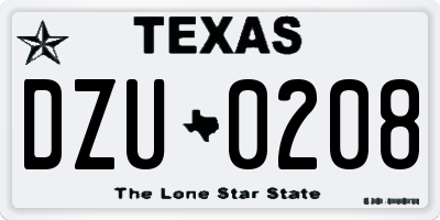 TX license plate DZU0208