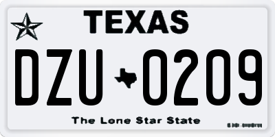 TX license plate DZU0209