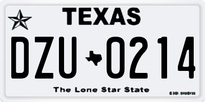 TX license plate DZU0214