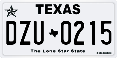 TX license plate DZU0215