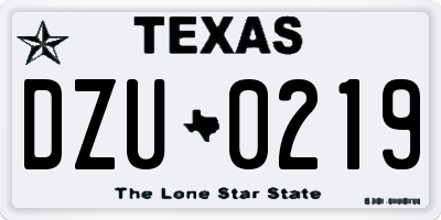 TX license plate DZU0219