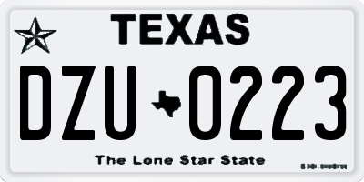 TX license plate DZU0223