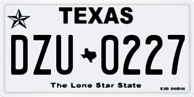 TX license plate DZU0227