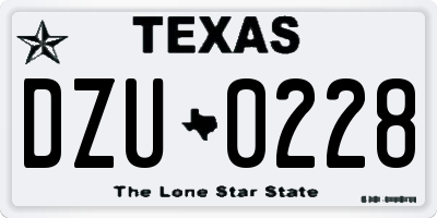 TX license plate DZU0228