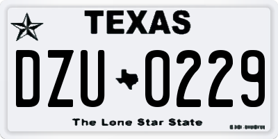 TX license plate DZU0229