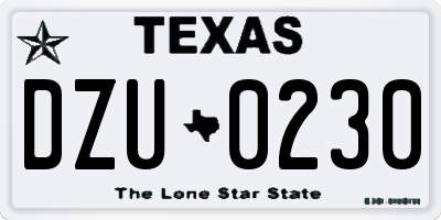 TX license plate DZU0230