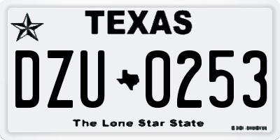 TX license plate DZU0253
