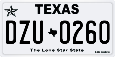 TX license plate DZU0260
