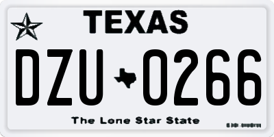 TX license plate DZU0266