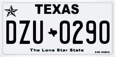 TX license plate DZU0290